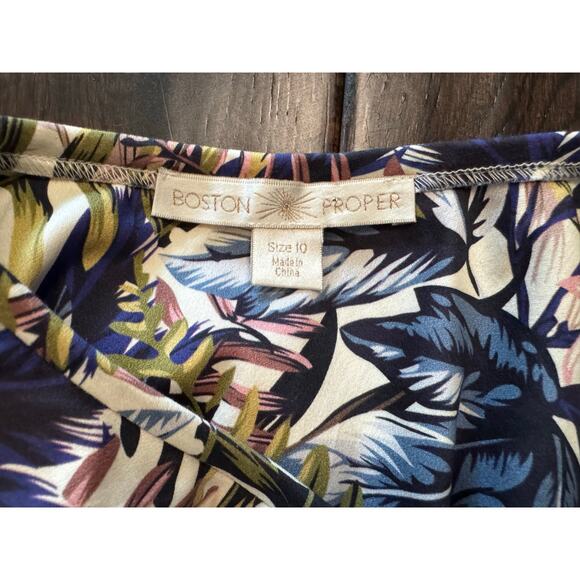 Boston Proper Tropical Print One Shoulder Top Size 10 - Picture 5 of 5